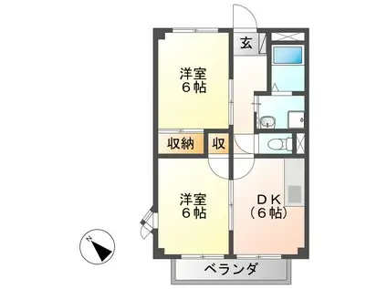 フォレスタ恵那(2DK/2階)の間取り写真