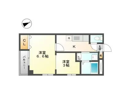 AQUA今宿(2K/4階)の間取り写真