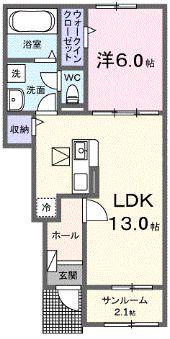 アルバーダ スカイ(1LDK/1階)の間取り写真