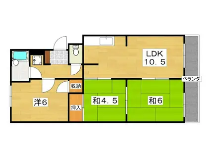 寿マンション(3LDK/1階)の間取り写真