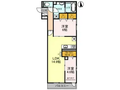 LAMIACASA上住吉(2LDK/3階)の間取り写真
