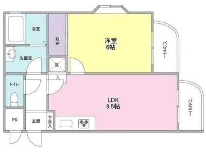 サンライズ松本 6(1LDK/1階)の間取り写真