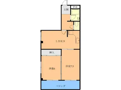 ヴィラローザ(2LDK/1階)の間取り写真