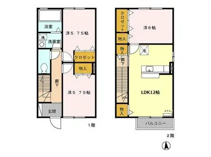 フロンス(3LDK/2階)の間取り写真
