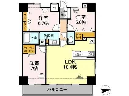 GLANZ KYOEI VI(3LDK/5階)の間取り写真