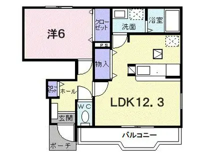 サザンコート(1LDK/1階)の間取り写真