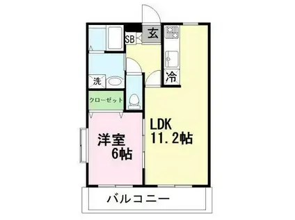 グランコート御領(1LDK/2階)の間取り写真