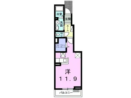 モンスゥリール I(ワンルーム/1階)の間取り写真