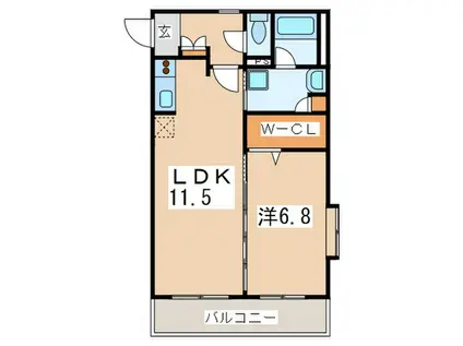 フラワーウィーク(1LDK/1階)の間取り写真