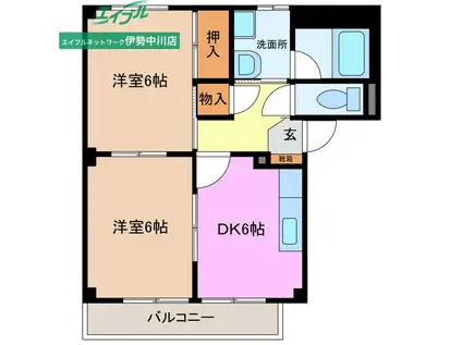やけのヒルズ(2DK/2階)の間取り写真