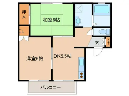 セジュールエスペランス(2DK/2階)の間取り写真