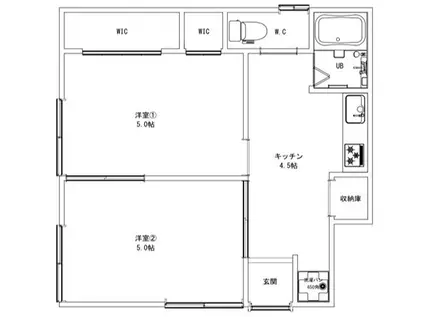 Mフラッツ(2K/1階)の間取り写真