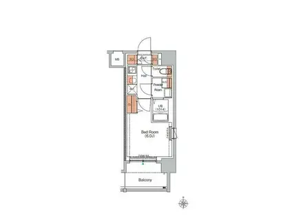 エストゥルース武蔵小杉(1K/5階)の間取り写真