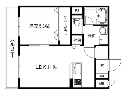 ON THE ROAD(1LDK/1階)の間取り写真