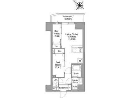 コンフォリア・リヴ豊洲キャナル(2LDK/7階)の間取り写真