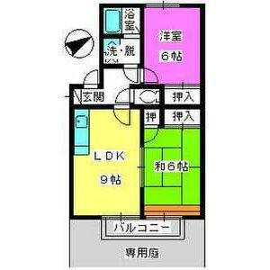 メロディハイツ乙金(2LDK/1階)の間取り写真