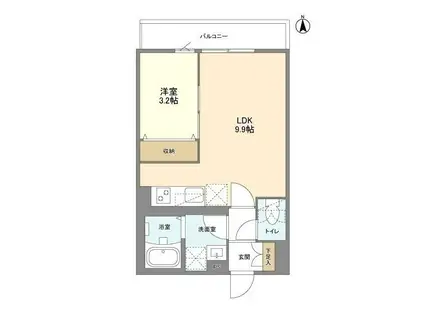 ウェルスクエア新中野II(1LDK/1階)の間取り写真