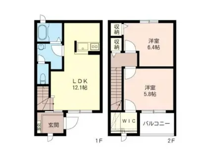 クラヴィエB(2LDK/1階)の間取り写真