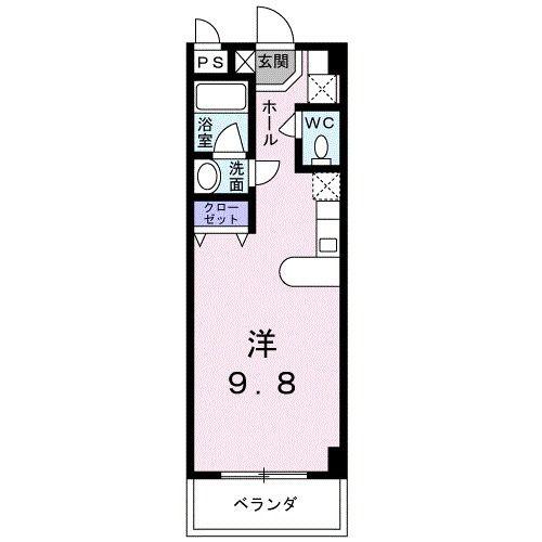 サンライズヒルズ(ワンルーム/1階)の間取り写真