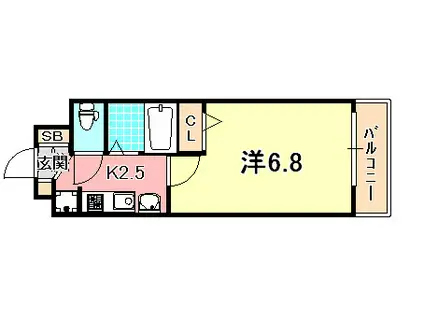 エステムコート神戸ハーバーランド前IVベイライト(1K/9階)の間取り写真