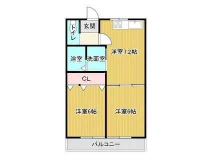 ブランドール筑後(2DK/1階)の間取り写真