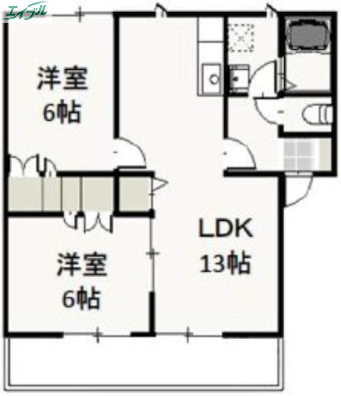 メゾン・タチバナC(2LDK/1階)の間取り写真