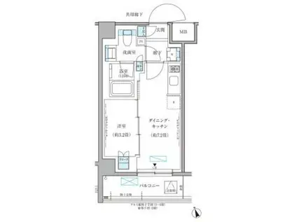 パークアクシス文京本郷(1DK/3階)の間取り写真