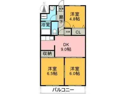 ＪＲ身延線 竪堀駅 徒歩10分 5階建 築27年(3LDK/1階)の間取り写真