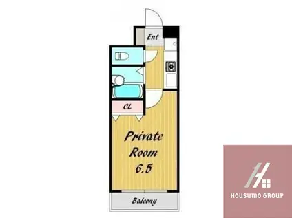 ウィンヒルズ難波南(1K/4階)の間取り写真