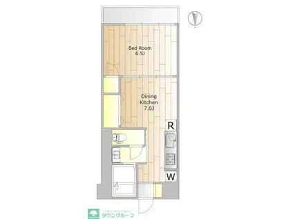 コーポ高輪(1DK/2階)の間取り写真