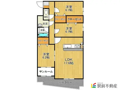 CHANTE大財(3LDK/4階)の間取り写真