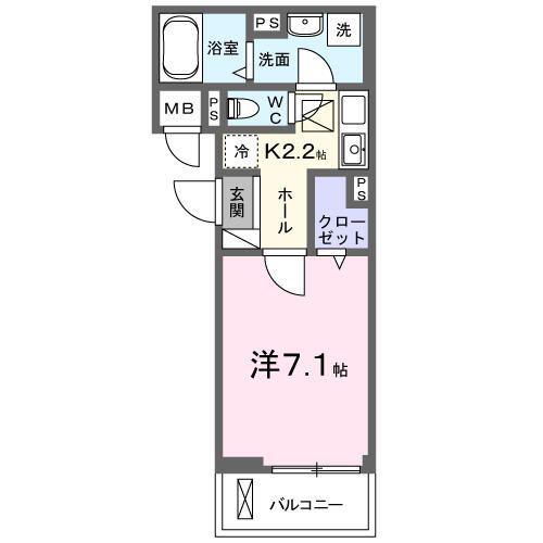 ブルーノ(1K/1階)の間取り写真