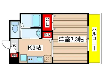FLAT S元八事(1K/1階)の間取り写真