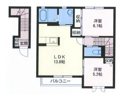 シャーメゾンハルモニア(2LDK/2階)の間取り写真