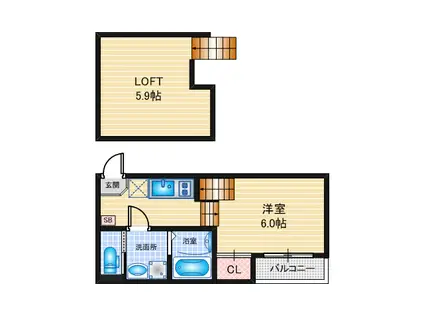 ハーモニーテラス十番町(1SK/1階)の間取り写真