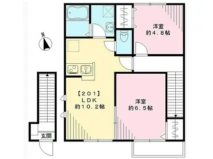 ネクスト伊奈平(2LDK/2階)の間取り写真