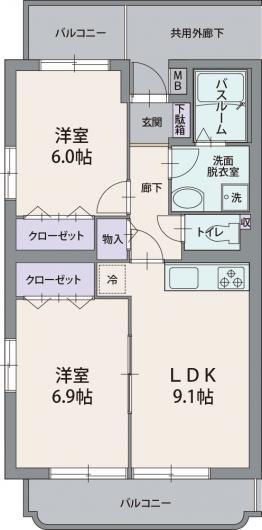 エテルノ(2LDK/2階)の間取り写真