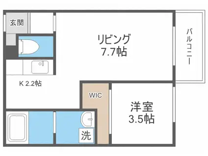 コンフォール恵庭(1LDK/3階)の間取り写真