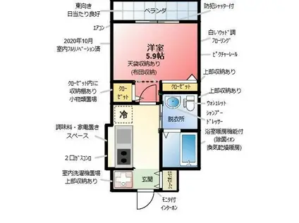 三軒茶屋 1K(1K/2階)の間取り写真