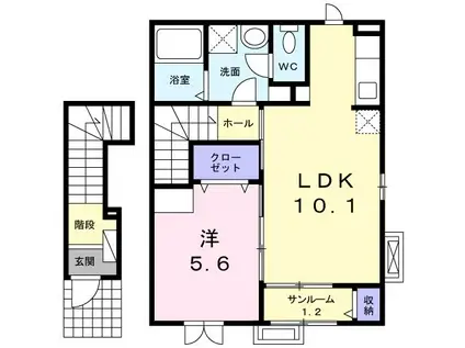 福井鉄道福武線 赤十字前駅 徒歩15分 2階建 築15年(1LDK/2階)の間取り写真
