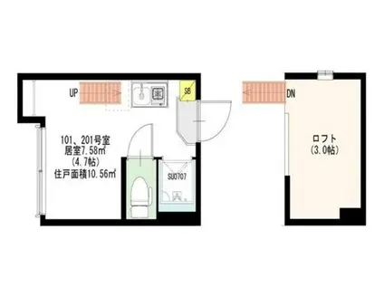 KONZ HOUSE(ワンルーム/1階)の間取り写真