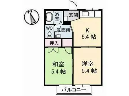 ハイツアールデコ(2K/1階)の間取り写真
