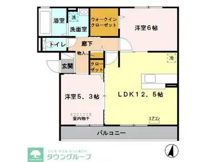 ディアコートII(2LDK/3階)の間取り写真