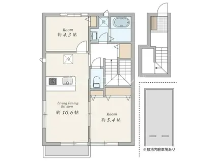 プラムパレス有波(2LDK/2階)の間取り写真