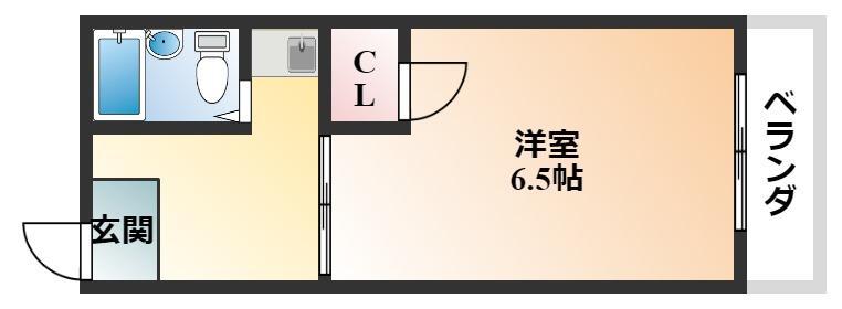 大宝菱屋西ロイヤルハイツ(1K/6階)の間取り写真