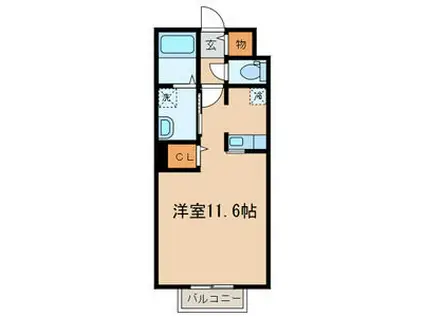 シャテランジュ光ヶ丘II(ワンルーム/2階)の間取り写真