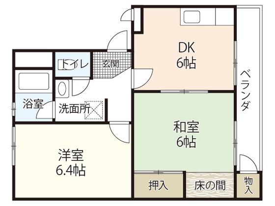 椿コーポ(2DK/2階)の間取り写真