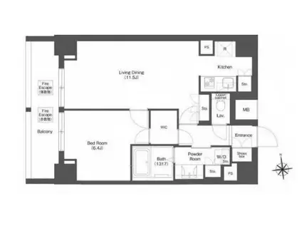 ニューパレス北里II(1K/1階)の間取り写真