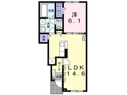 コスターリング(1LDK/1階)の間取り写真