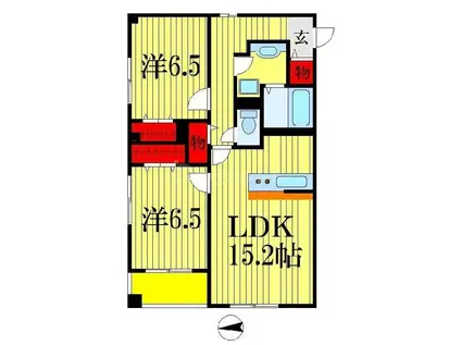 コンフォーティア(2LDK/1階)の間取り写真
